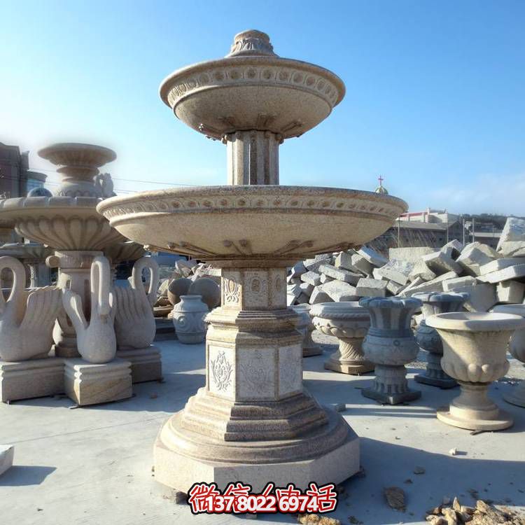 歐式黃銹石噴泉流水轉動球，點綴酒店會所景觀