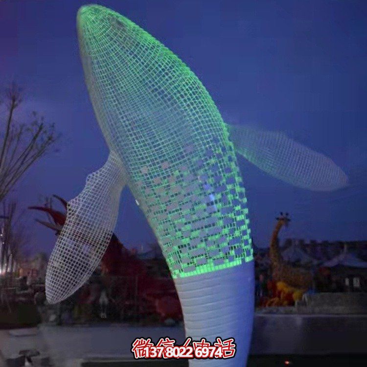 不銹鋼鯨魚雕塑景觀，營造完美空間氛圍