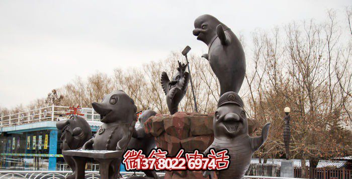 不銹鋼海豚雕塑，個性創(chuàng)意花園裝飾