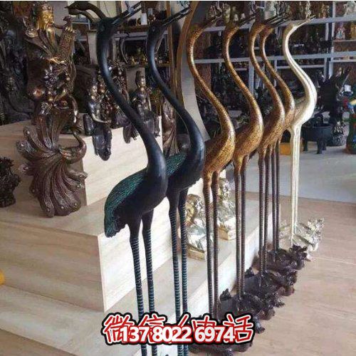 精美銅雕擺件，裝飾園林景區的丹頂鶴雕塑