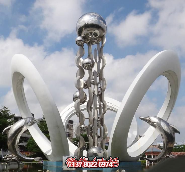海豚個性不銹鋼雕塑，大型廣場裝飾裝置