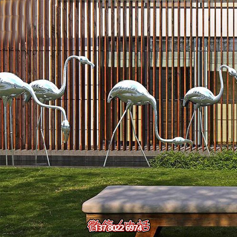 公園休閑裝飾，精美不銹鋼雕塑火烈鳥