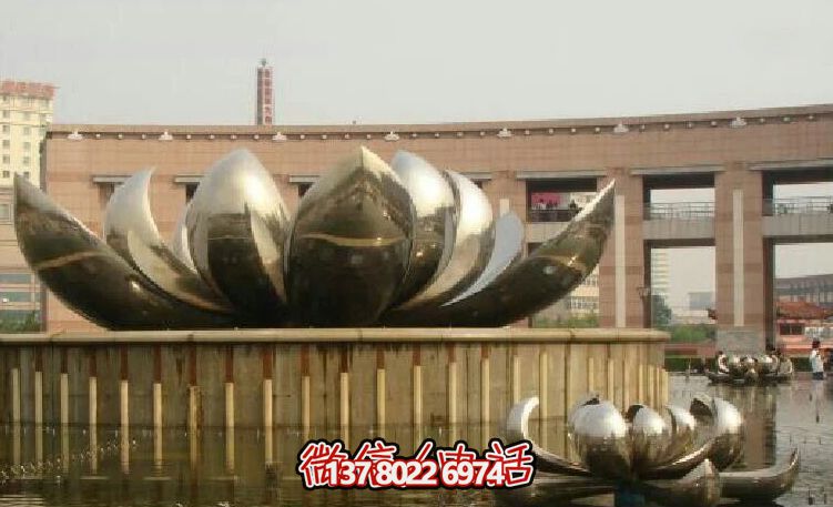 不銹鋼荷花雕塑，美化家園，增添小區公園戶外環境