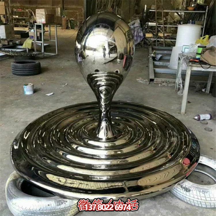 水景景觀不銹鋼擺件，精致創意鏡面水滴擺放