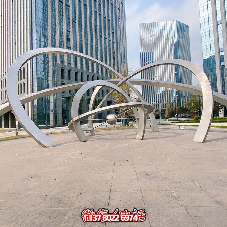 不銹鋼雕塑梅花鹿，現代幾何園林景觀裝飾