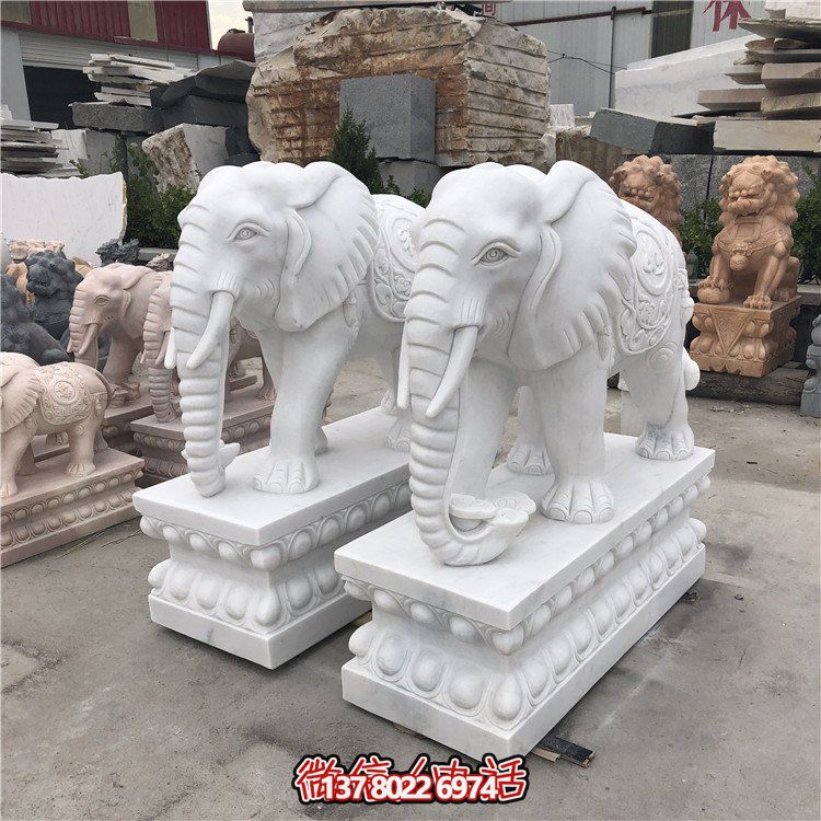 大理石石雕大型動物雕塑，點綴庭院別墅門口