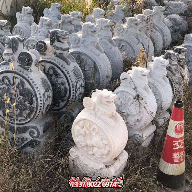 仿古青石獅子抱鼓石擺件，鎮宅庭院門口裝飾