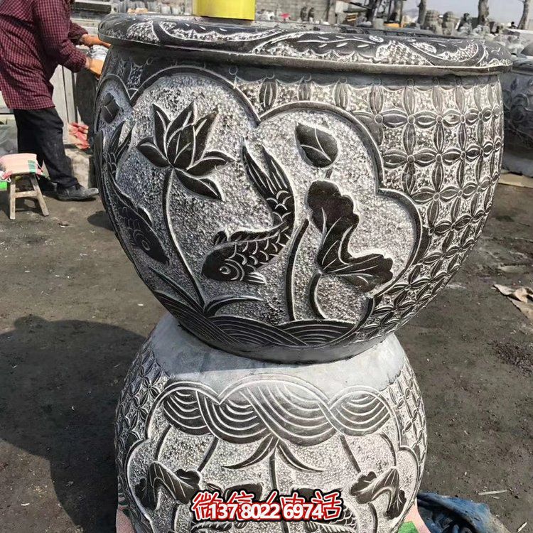 古典中式仿古石雕花盆，為您的庭院增添古風雅致